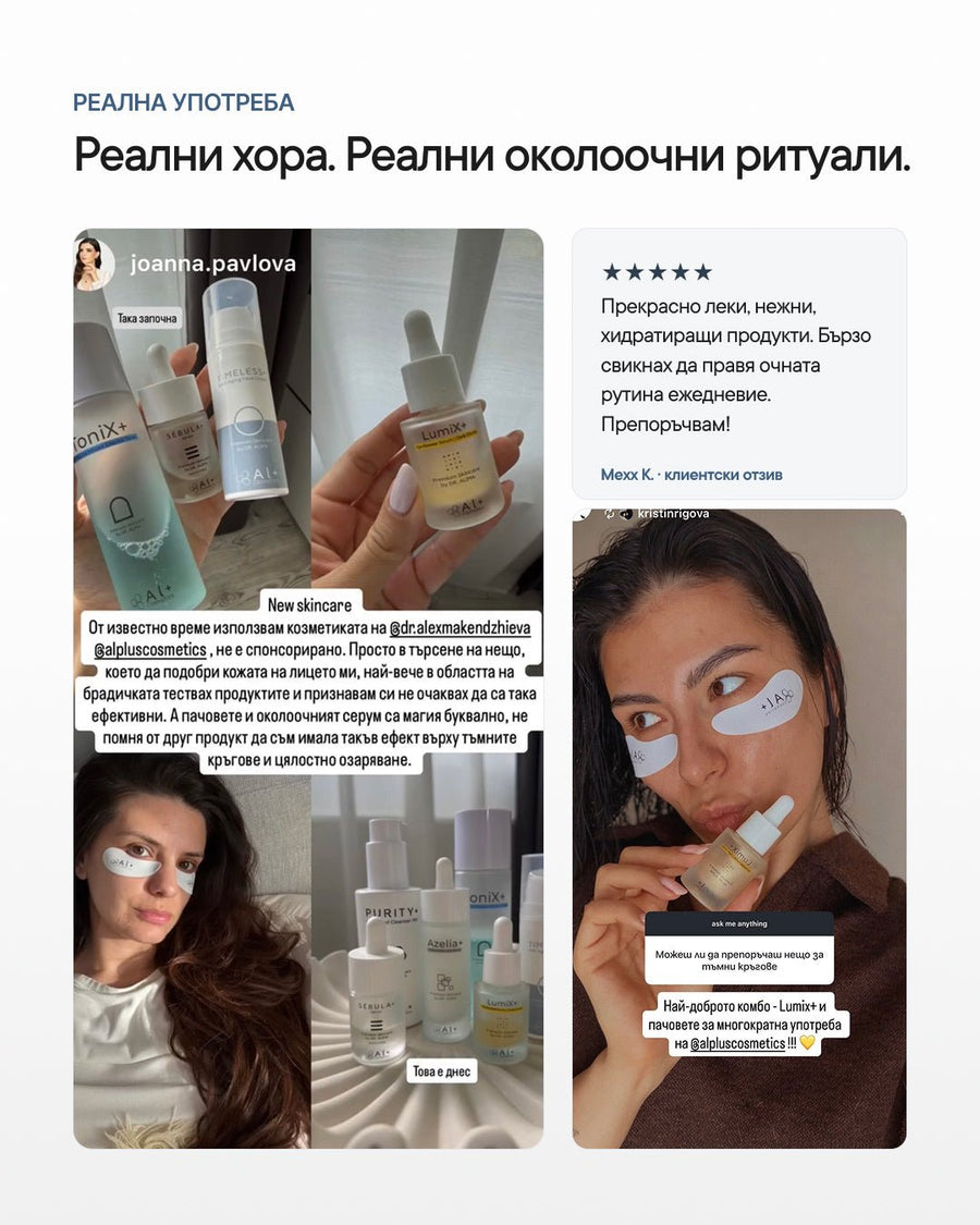 Eye Revival+ | Рутина за тъмни кръгове, подпухване и фини линии - Al+ Cosmetics - 2 серума + ReGen+ patches | Eye AM/PM routine | 30 ML